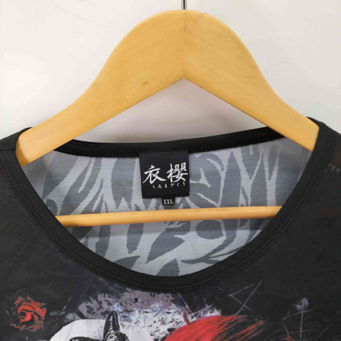 衣櫻 薔薇 スカル ガール グラフィックプリントTシャツ メンズ JPN:XXL